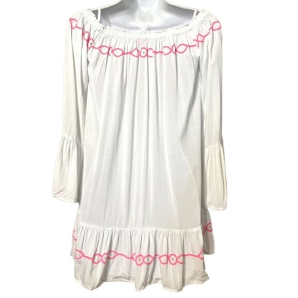 LILY PULITZER NEMI White Rayon Embroidered Tunic Top Swim Cover Up XS - Picture 5 of 7